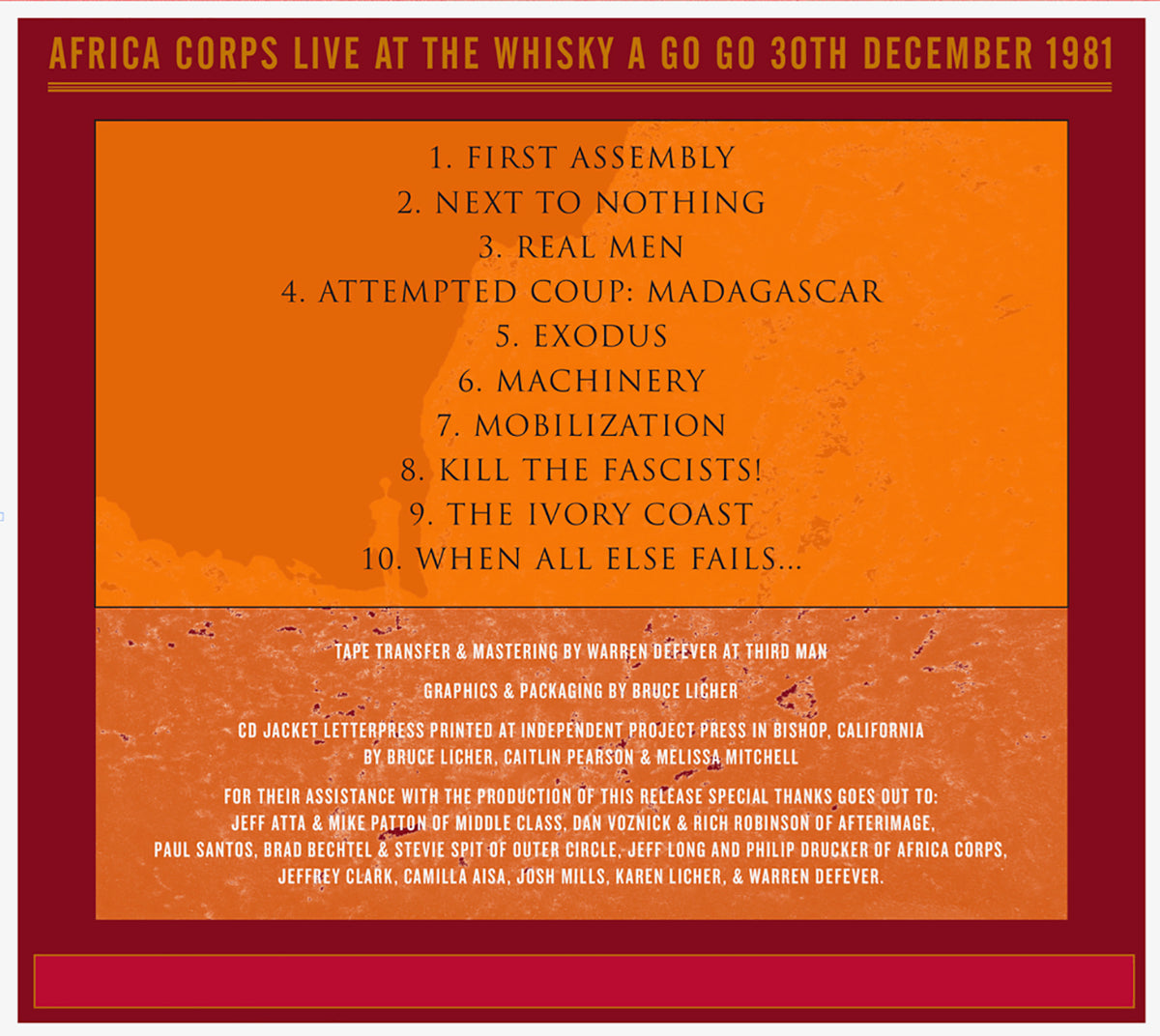SAVAGE REPUBLIC Africa Corps Live at the Whisky A Go Go REGULAR EDITION CD image 2