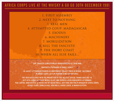 SAVAGE REPUBLIC Africa Corps Live at the Whisky A Go Go REGULAR EDITION CD image 2