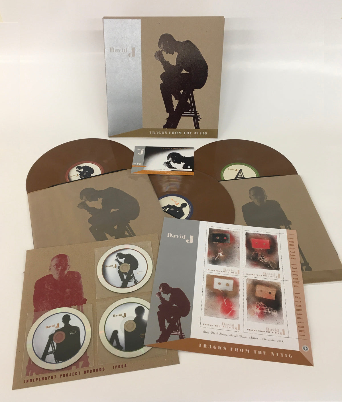 DAVID J - Tracks From the Attic -  Brown Vinyl numbered edition 3LP set image 1